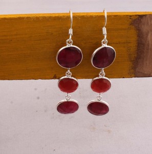 Natural <b>Red</b> Onyx Gemstone <b>Earrings</b> 925 Sterling Silver Handmade Jewelry Wholesale Manufacturer Vintage <b>Drop</b> Dangle <b>Earrings</b> - Product Image 5