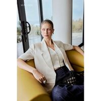 Blazer Minimaliste Respirant à Manches Courtes pour Femme en Polyester/Coton Tissé Coupe Classique – Vente en Gros Direct Usine de Vêtements Premium