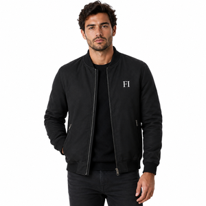 Chaqueta Bomber para Hombre, Manga Larga, Cierre de Cremallera, Cuello y Puños Acanalados, Ropa Exterior Informal, Chaquetas para Hombre al por Mayor, Fabricante OEM con Logotipo Personalizado - Product Image 1