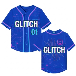Glitch Unisex <b>Baseball</b> Jersey Full Print Short Sleeve Breathable Polyester Adult Sport Apparel All Seasons Regular Fit - Product Image 3