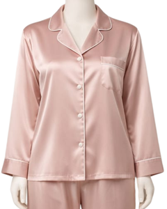 Ensemble de pyjama pour femme en satin noir personnalisé, manches longues, boutonné, style soie, vêtements de nuit, ensemble confortable en deux pièces - Product Image 2