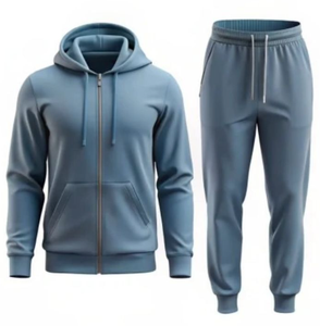 Conjunto Deportivo para Hombre con Sudadera con Cierre Completo y Pantalones Jogger, Transpirable, 100% Algodón Felpa, con Bolsillo Frontal, Ropa Casual de Invierno - Product Image 3