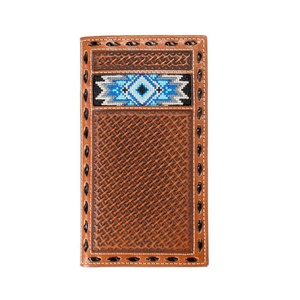 Portefeuille unisexe en cuir véritable de haute qualité de style occidental avec glands perlés et fleurs personnalisées, style bohème, automne, petite pochette, sac à main - Product Image 1