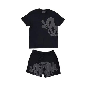 Ensemble court 2 pièces pour homme, été, t-shirt et short, respirant, 100% coton, style streetwear, imprimé en sérigraphie - Product Image 2