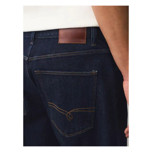 Men's Dark Blue Straight-Leg Jeans Mid Waist Regular Fit Casual Cotton Denim Autumn Wear - Product Image 4