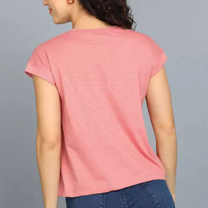 Camisetas Casuales de Verano de Diseño Personalizado y Calidad Premium para Mujer, Tela de Algodón, Logotipo del Fabricante Directo de Pakistán, Teñido Liso - Product Image 2