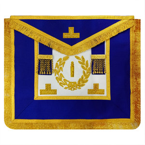 Delantal Masónico de Junior Warden Azul Rey con Bordado Dorado y Flecos, Regalia Personalizada - Product Image 3