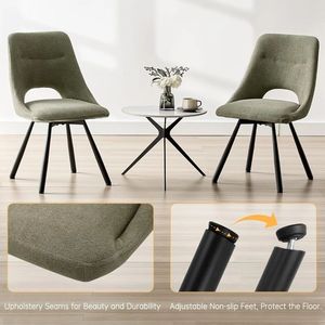 Chaise de salle à manger rembourrée moderne avec dossier ergonomique, chaise de salle à manger en tissu avec pieds en métal robustes pour salle à manger, cuisine, restaurant - Product Image 5