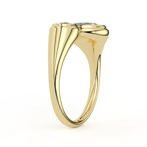 14K 18K Yellow Gold Toi Et Moi Lab Grown Diamond <b>Ring</b> Pear Cut <b>Two</b> <b>Stone</b> Open Bypass Bezel Set Asymmetric Engagement Band - Product Image 3