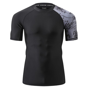 OEM Men Rash Guard <b>T</b> Shirt Compression Short Sleeve Swim Shirt UV Protection Bulk Supplier Factory Price - Product Image 2