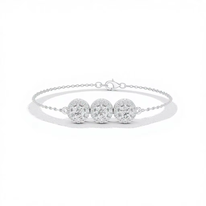 Conjunto de Pulsera con Diamante Cultivado en Laboratorio, Corte Redondo, con Halo, en Oro Blanco de 18 Quilates, para Uso Diario en la Oficina, Bodas y Compromisos, para Mujer, a Precio Accesible - Product Image 1