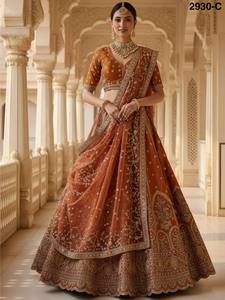 Red Embroidered <b>Lehenga</b> Choli with Dupatta Formal Bridal Indian Pakistani Wedding Outfit for <b>Women</b> - Product Image 3