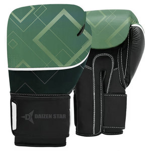 Gants de boxe bleus géométriques en PU avec fermeture à lacets au poignet, unisexes, pour l'entraînement de boxe - Product Image 4