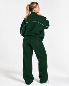 <b>Women's</b> Contrastline Full Zip Tracksuit Two Piece Casual Outfit Relaxed <b>Jacket</b> And Wide Leg Pants Matching Apparel Set Style - Product Image 2