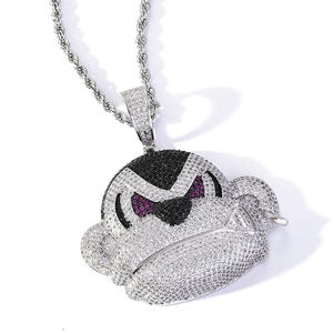 Colgante de Mono Gorila Hip Hop, Microincrustaciones de Plata, Estilo Urbano Moderno, Animal Chapado en Oro, Moissanita de Plata 925 - Product Image 2