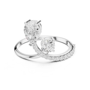 Anillo Inteligente de Diamante Cultivado en Laboratorio de Alta Calidad, Corte Pera de 0.50 CT, Oro Sólido de 14K con Piedras Laterales Redondas, Joyería Elegante - Product Image 5