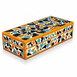 Handcrafted Bone Inlay Mosaic Floral Pattern Decorative Storage <b>Box</b> Bone Inlay Jewelry <b>Box</b> For <b>Earrings</b> Necklace Accessories - Product Image 2