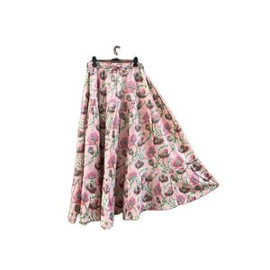 Women's Bohemian Style Long <b>Skirt</b> Floral Printed Indian Cotton Tunic Natural Two-Tire Maxi <b>Skirt</b> Breathable Designer Boho Style - Product Image 1