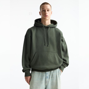 Custom Logo Drop Shoulder 100% Cotton French Terry Hoodies for Men Heavyweight 400-500 GSM Zipper Design for Winter Season - Product Image 2