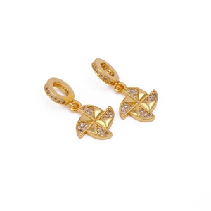 Micro Pave Windmill Design Pinwheel Charm Pendant with <b>Cubic</b> <b>Zirconia</b> Gold Plated for DIY Wedding Necklaces and <b>Bracelets</b> - Product Image 2