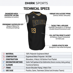 Maillot de baseball sans manches personnalisé en polyester sublimé à 100 %, entièrement boutonné, pour homme adulte, uniforme d'équipe de softball amateur, anti-humidité - Product Image 4