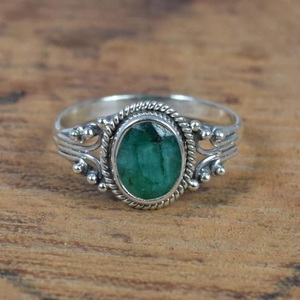 Anillo facetado de esmeralda verde natural, plata de ley 925, joyería fina, regalo de aniversario - Product Image 2