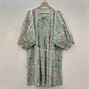 Vestido Casual Midi para Mujer, Tejido 100% Algodón, Estampado Floral Liso, Manga Corta, Cintura Imperio, Estilo Babydoll, Talla Grande - Product Image 2