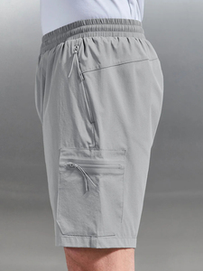 Shorts cargo pour hommes en nylon extensible, marque privée, avec cordon de serrage ajustable à la taille, multi-poches, style streetwear - Product Image 3