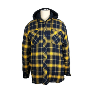 High Quality Wholesale <b>Mens</b> Streetwear Plaid Hooded <b>Flannel</b> Shirt <b>Jacket</b> Long Sleeve Windproof Eco-Friendly Front Winter Shacket - Product Image 1