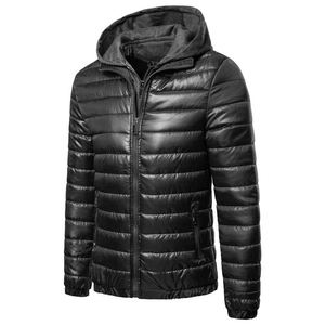 Blouson matelassé vert à capuche pour homme, coupe-vent, respirant, fermeture éclair, rembourrage en polyester, décontracté, hiver, coupe ample, manches régulières, 220g - Product Image 5