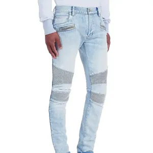Jean baggy en denim léger OEM pour homme, coupe décontractée, jambe droite, décontracté, respirant, résistant à la décoloration, teint en pièce, anti-boulochage, style hip-hop - Product Image 1