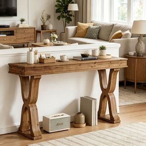 Farmhouse Solid Wood <b>Console</b> <b>Table</b> <b>Narrow</b> Entryway <b>Table</b> Rustic Long Sofa <b>Table</b> for Hallway Living Room - Product Image 1