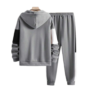 Ensemble de survêtement athlétique grande taille pour homme – Veste à capuche zippée intégrale et pantalon de survêtement respirant à séchage rapide 100 % polyester avec boucle éponge élastique - Product Image 2