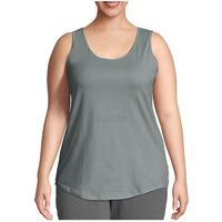 Camiseta sin mangas de algodón gris de punto para mujer, talla grande, holgada, de verano, transpirable, de secado rápido, informal, con cuello redondo, OEM frontal