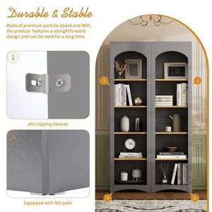 Libreria autoportante TREND a 5 ripiani, set da 2, scaffali in stile rustico, mobile contenitore bicolore con ripiani regolabili - Product Image 4