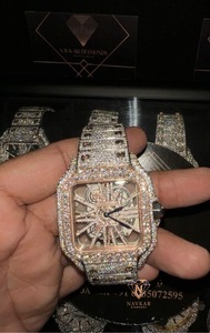 Montre automatique mécanique de luxe haut de gamme pour homme et femme, sertie de diamants et de moissanite, idéale pour les mariages et les soirées, largeur du bracelet 18 mm - Product Image 4