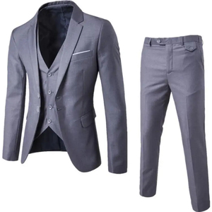 Traje de 3 Piezas para Hombre, Negro Liso, Corte Entallado, Tallas Grandes, para Boda y Oficina, Servicio de Tallas Personalizadas OEM - Product Image 2