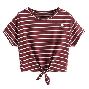 Top corto moderno para mujer, mezcla de algodón suave, camisa informal para el día a día, moda cómoda de verano para un estilo de vida moderno - Product Image 1
