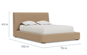 Cama Flotante Moderna al por Mayor |   Cabecera Tapizada para Cama con Estructura de Madera de Nogal - Product Image 3