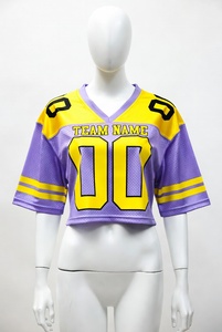 High Quality Drop Shoulder <b>Short</b> Sleeve Soccer American Football Rugby Jersey Heat-Transfer Printed <b>Mesh</b> Boxy Cropped - Product Image 4