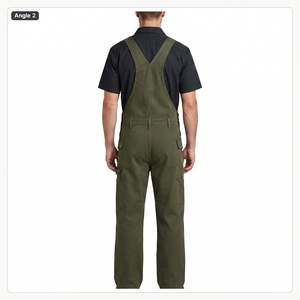 Custom <b>Men</b>’s Work Bib <b>Overalls</b> Durable Twill Fabric Adjustable Buckle Straps Cargo Pockets Front Zip Industrial Uniform - Product Image 3