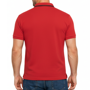 Polo homme noir de haute qualité avec col rayé blanc, coupe ajustée, séchage rapide, décontracté, manches courtes, pour l'été - Product Image 4