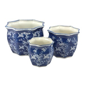 Blue White <b>Ceramic</b> Planters Wholesale | Handcrafted Porcelain <b>Flower</b> <b>Pots</b> India - Product Image 1