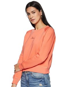 Sudadera de Cuello Redondo Color Coral para Mujer con Bordado Frontal, 100% Algodón, Corte Regular, Ropa Casual de Otoño - Product Image 3