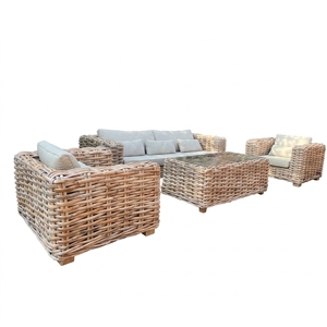 New Modern Minimalist Rattan Living Room Sofa Set Luxury Outdoor Patio Garden Furniture Thick Wicker Lounge Seating Cushions - Product Image 1