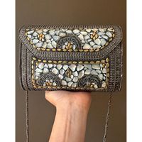 RR ENTERPRISES - Bolso de Mano de Aleación Antigua Hecho a Mano para Mujer, Estilo Real para la Noche, Accesorios de Moda con Cristales, Modelo RR202514964