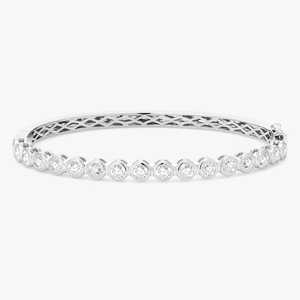 กำไลข้อมือเพชรเลี้ยงในห้องปฏิบัติการแบบฝังขอบ 10K 14K 18K ทองคำแท้ทรงกลม ดีไซน์หรูหราสำหรับใส่ทุกวัน สามารถซ้อนกันได้ ขายส่ง - Product Image 4