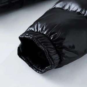 Doudoune matelassée brillante noire pour homme, manteau matelassé à bulles, collection hiver 2026, vente en gros, style décontracté tricoté - Product Image 3