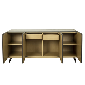 Aparador de Madera Moderno de Mediados de Siglo con Patrón Ondulado, Mueble de Almacenamiento de 4 Puertas, Ahorro de Espacio, Ecológico, para Entrada, Hotel, Apartamento - Product Image 2