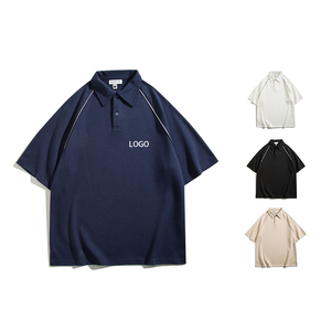 Polo de Manga Corta Negro para Hombre, Color Sólido, Hombros Caídos, Estilo Oversize, Camisetas Polo Modernas con Diseño Personalizado - Product Image 6